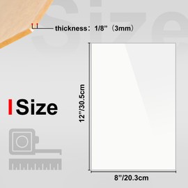 KINLINK 8x12 White Acrylic Sheets 1/8 Thick (3mm) Plexiglass Sheets, White Plasitc Sheet Use for DIY Project, Craft, Picture Frames, Acrylic Sign, Weding invitaton, 2 Pack