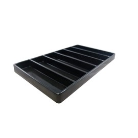 N'icePackaging 1 Qty - Heavy Duty Jet-Stone Black Plastic 6 Compartment Tray - for Storage/Organization/Display/Sales/Stacking/Sorting - Various Sizes