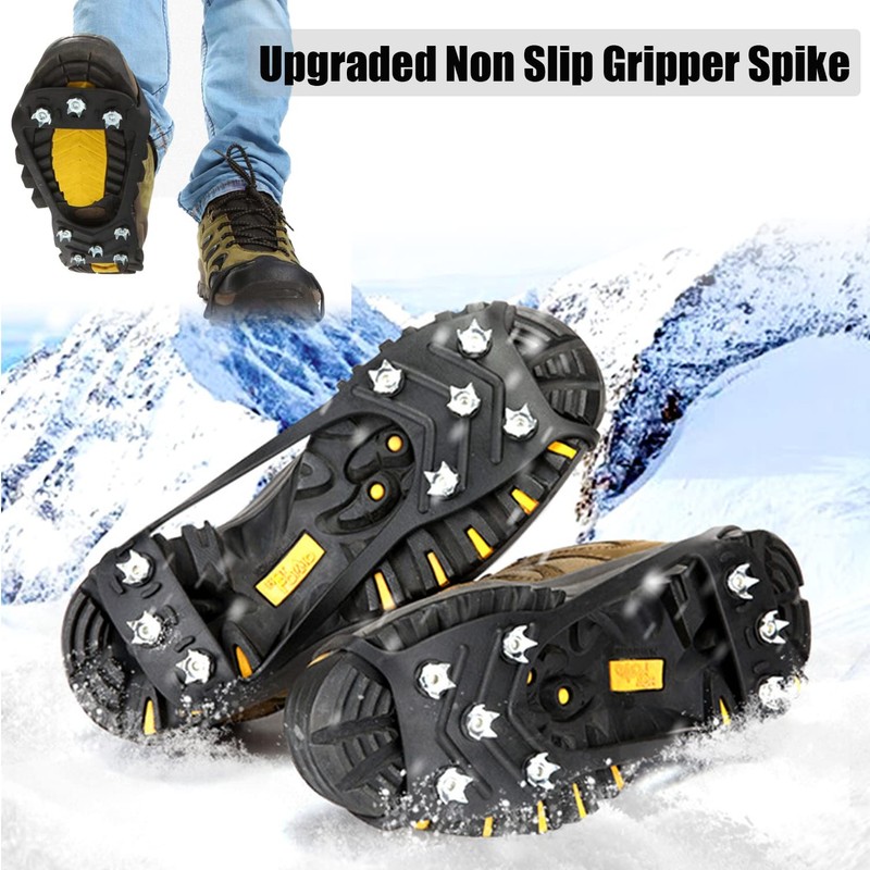2 Pair Universal Non Slip Ice Gripper Spikes,8 Steel Ice