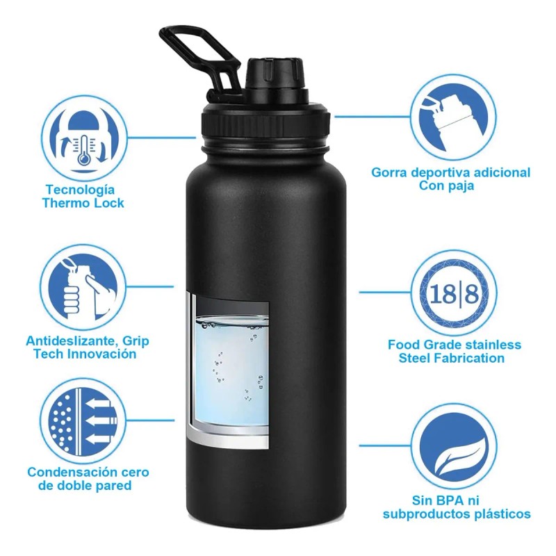 Botella De Agua Fría/caliente De Acero Inoxidable De 1.2 L