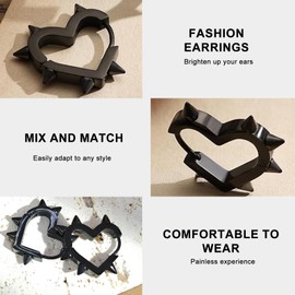 Gothic Jewellery - Stainless Steel Gothic Earrings - Spike Heart Hoop Earrings - Punk Style Punk Accessories for Women