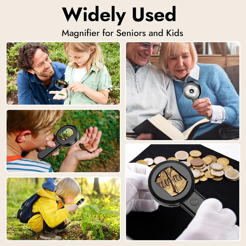100X Magnifying Glass for Reading, Digital Magnifier with 2inch Screen,