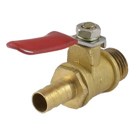 Sourcingmap 1/4" PT Male Thread to 8mm Hose Barb Red Lever Handle Ball Valve