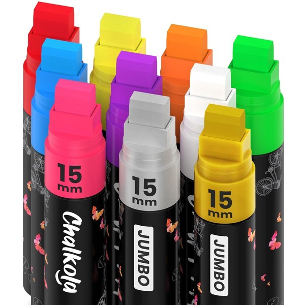 Chalkola Neon Car Window Markers - 10 Chalk Pens (with