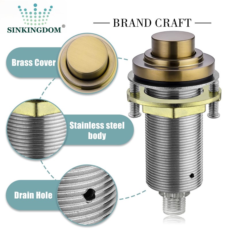 SINKINGDOM SinkTop Air Switch Kit with Champagne Bronze Long Button