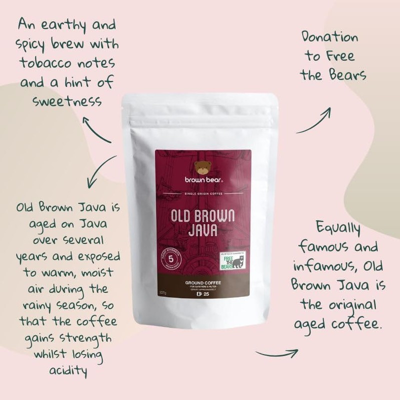 Old Brown Java Dark Roast Strong Aged Ground Coffee 227g