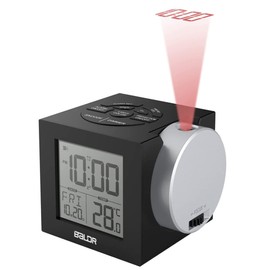 Baldr Digital Dimmable Projection Clock Ceiling Constant Adjustable Time Projector Calendar Temperature Display Alarm Clock with Power Adaptor, 7 Colors Backlight