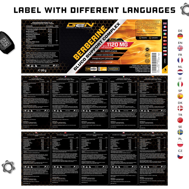 Berberine HCL Complex - High Dose with 1120 mg per