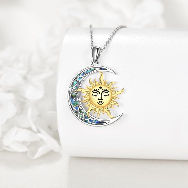 ONEFINITY Sun and Moon Necklace 925 Sterling Silver Moon Pendant