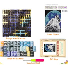 YOOTOM Latch Hook Rug to Make Yourself, Latch Hook Kit, Self-Knotting Set for Children and Adults, Pre-Printed Colour Pattern, 50 x 38 cm