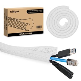 Nilight Cable Sleeve, 10ft-1/4inch Cable Management Sleeves, Braided Cable Sleeving, Split Self Wrapping Wire Loom for Computer Cable Electrical Wire Automotive Harness Protector Organizer, Black