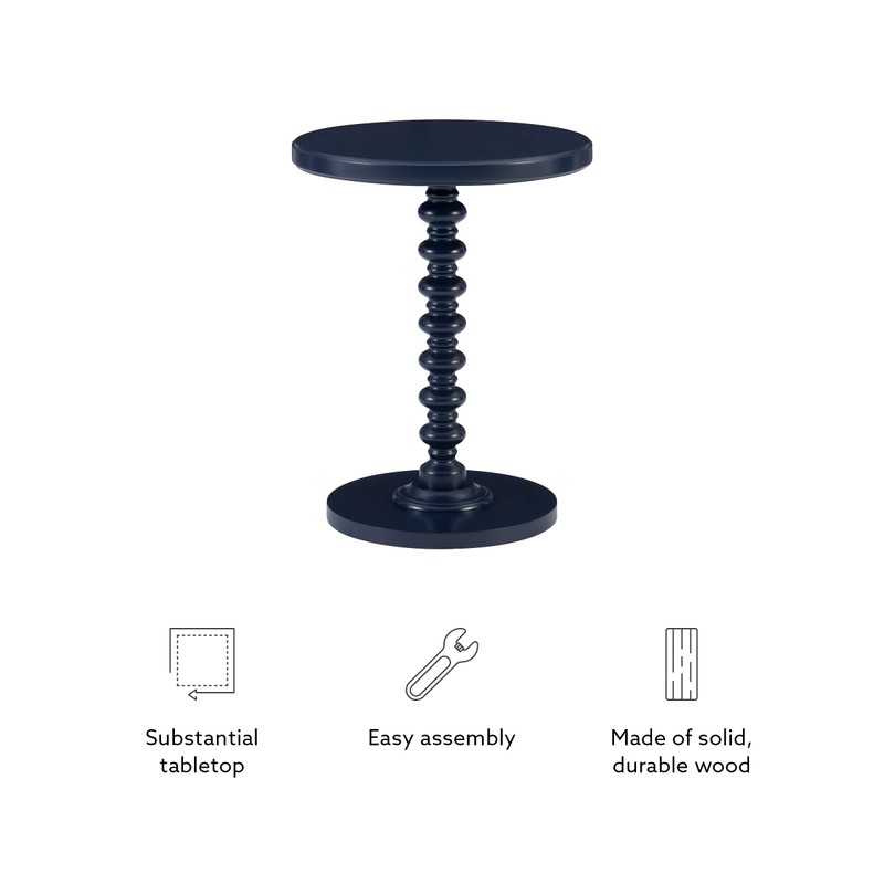 Powell Navy Blue Tarkin Round Turned Spindle Pedestal Side Accent