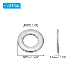 PATIKIL 304 Stainless Steel Flat Gasket, 30 Pack 1/4" ID x 4/9" OD x 0.05" Thick Metal Fender Washers Small Washers for Screws and Bolts Assortment