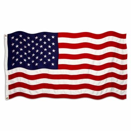 Super Tough 3'x5' Standard Sewn American Flag | Polyester USA Flag with Canvas Heading and Brass Grommets | Embroidered Stars and Sewn Stripes