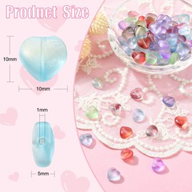 Ipotkitt 100 Pcs Random Color Heart Transparent Glass Beads Crystal Valentine's Day Beads Romantic Love Frosted Heart Spacer Beads for DIY Necklace Bracelet Earring