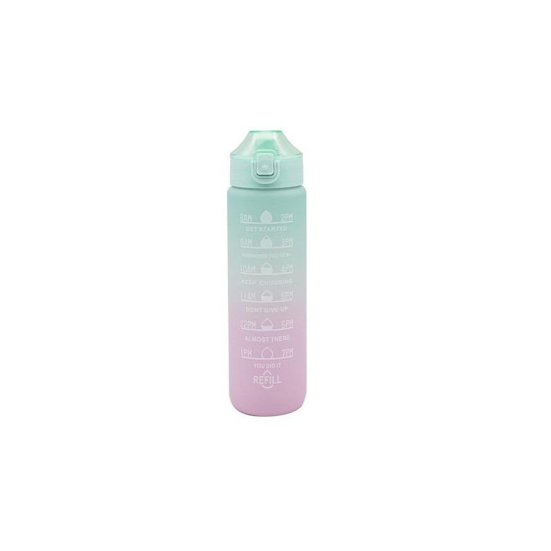 Hydration Water Bottle - Green Top, 1 Litre Graduated, BPA