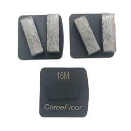 Redi-Lock Concrete Floor Preparation Disc, Diamond Metal Grinding Shoes, Double Bar Segs Compatible for Husqvarna Grinder, 16 Grit Medium Bond, 3PCS