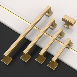 Amerdeco 10 Pack Champagne Bronze Cabinet Pulls 5Inch(128mm) Hole Center Cabinet Hardware Kitchen Cabinet Handles for Bathroom Drawer Pulls Dresser Pulls ZH0010
