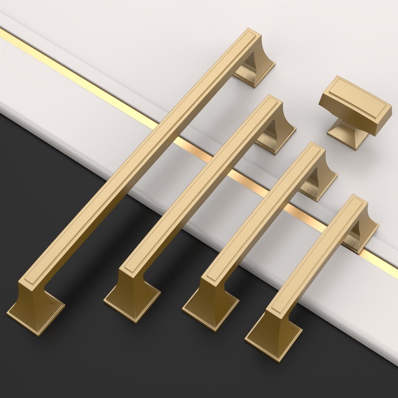 Amerdeco 10 Pack Champagne Bronze Cabinet Pulls 5Inch(128mm) Hole Center