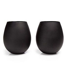 Big Betty - Premium XL Stemless Jumbo Wine Glass Set – Oversized Wine Glasses, Each Holds an Entire Whole Bottle of Wine or Champagne – Elegant Glassware Set of 2 - Matte Black