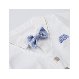 HeMa Island HMD Bebé Boy Gentleman Blanco Chaleco de cintura Bowtie Tuxedo Onesie overol Mono general, Blanco, 9-12 meses