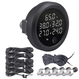 CNRAQR Five Display Air Suspension Gauge Air Ride Air Pressure Gauge 2Inch 0-220 PSI with 5Pcs 1/8NPT Sensors（White）