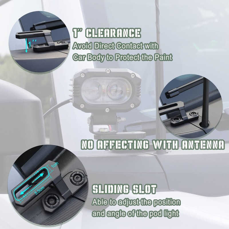 Seven Sparta Dual A-Pillar Light Mount Off-Road Ditch Lights Mounting