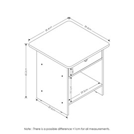 FURINNO Dario End Table/Night Stand Storage Shelf, 1-Pack, Dark Walnut