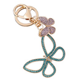 Uainhrt - Llavero de diamantes de imitación con diseño de mariposa, diseño simple de mariposa, accesorios de decoración, Azul, M