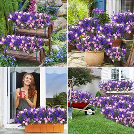 Luces solares de jardín al aire última intervensión, luces solares de mariposa de lavanda púrpura, regalos de jardinería para mujeres, flores artificiales solares moradas con mariposa, decoración de