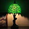 Small Tiffany Lamp Stained Glass Table Lamp Green Wisteria Leaves