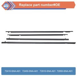 ZONFANT 4 Pcs Car Outer Door Window Moulding Trim Weatherstrip Seal Belt Compatible with Honda Vehicle Civic 2006-2011, Replace#72410-SNA-A01 72450-SNA-A01 72950-SNA-A01 72910-SNA-A01
