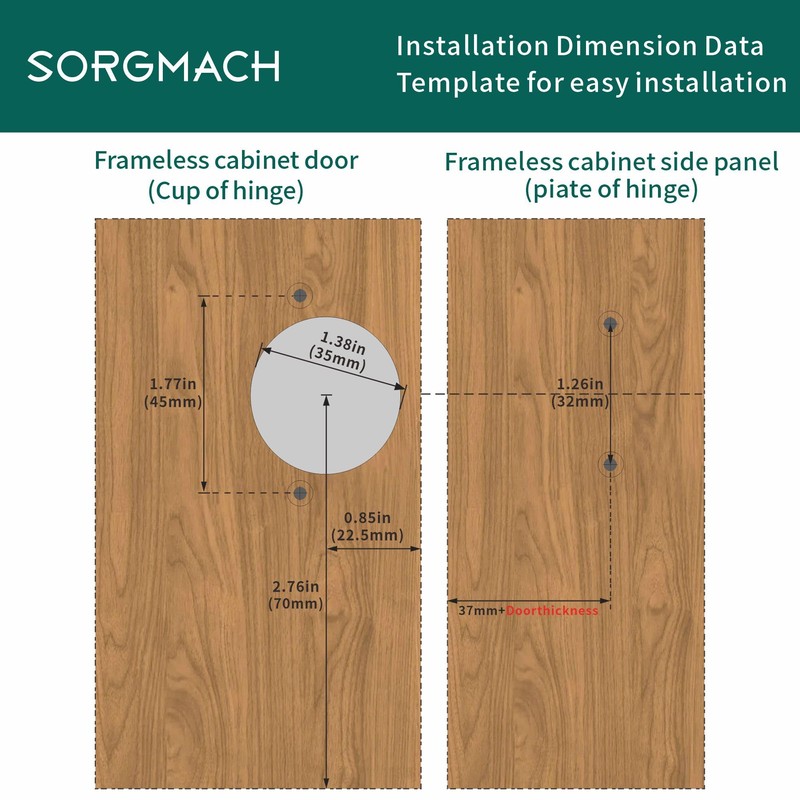 6 Pack Inset Overlay Soft Close Cabinet Hinges 105° Frameless