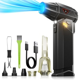 HOOMESUN Compressed Air Duster, 180,000 RPM Mini Electric Air Duster – with BLDC Motor, LED Light, Cordless Air Blower, Rechargeable, Stepless Speed Regulation for Keyboard, PC, Laptop Cleaning