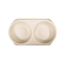 Bamboo Bowls Bamboo Eco-Friendly, Non-Slip Durable Cream Double Pet Bowl, Made with Bamboo Fibres, 2x 450ml Bowls, One Size