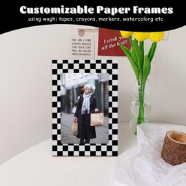 JMUQ 50 Pack Paper Picture Frames 4x6, Black Picture Frames Cardboard Pictures Frame with Easel, Bulk Paper Pictures Frame for Wedding, Graduation, DIY Classroom Crafts