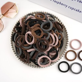 100 Pcs Black Hair Ties for Thick and Curly Hair Ponytail Holders Hair Elastic Band for Women or Men Soft Ponytail Holders Hair Bobbles for Girls Women (Color mixing-C)