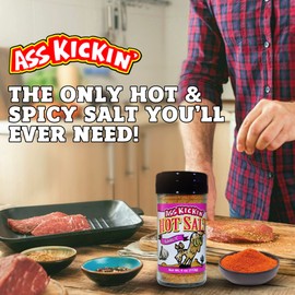 ASS KICKIN' Hot & Spicy Garlic Salt – 4oz. Shaker Jar - Perfect Flavored Salt for Popcorn Seasoning, Margarita Salt and French Fry Seasoning - Premium Gourmet Gift