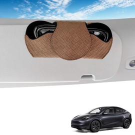 Alllake Sunglass Holder for Car, Sunglasses Clip for Car Visor, Magnetic Sunglass Organizer for Car Accessories 2024, Brown