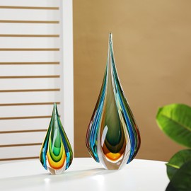 YAOYUAN Handmade Murano Glass Sculpture for Home Decor,18.11in Height (Sculpture Extra Large)