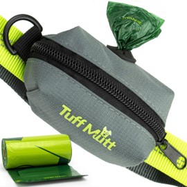 Tuff Mutt Dog Poop Bag Holder with Velcro Attachment - Durable Fabric Poop Bag Dispenser for Leashes - Includes Starter Roll for Easy Cleanup