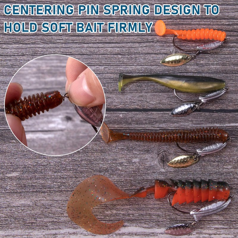 Alwonder 5-Pack Weighted Swimbait Hooks with Underspin, Pin Spring Fishing