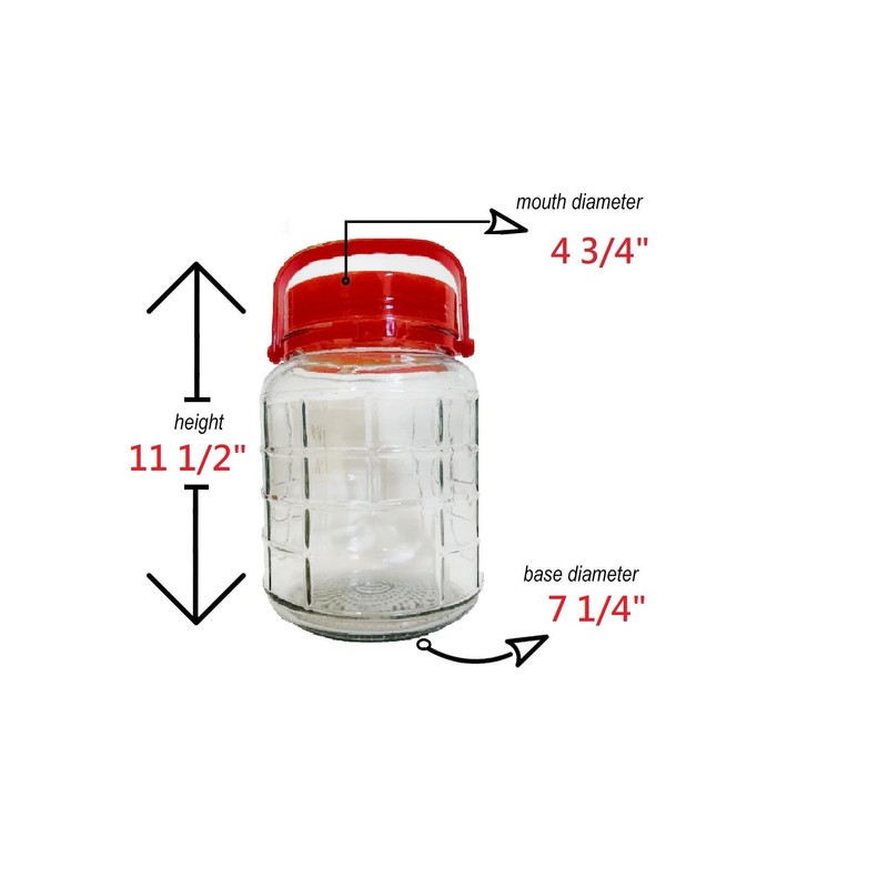 C&H Solutions 5L (1.32 Gallon) Glass Jar With Lid Wide