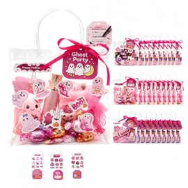 30 Pack PVC Halloween Goodie Bags,Clear Treat Bags with Tags (MEDIUM A)