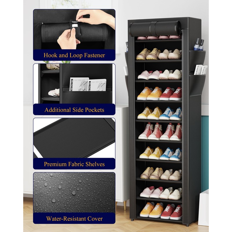 Kitsure Shoe Rack - 10-Tier Large Capacity Shoe Organizer Shelf