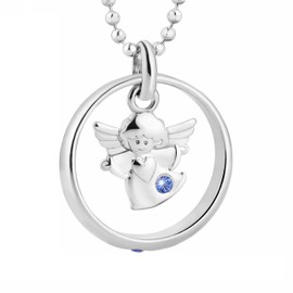 fish Children's Necklace for Girls and Boys, Christening Necklace, 925 Sterling Silver, Blue, Glass, Crystal