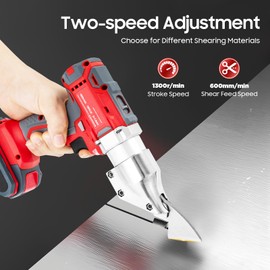 Cordless Metal Shear, 21V Electric Cordless Tin Snips Metal Sheet Shear Cutter Scissor W/2 Batteries & Charger, for Cutting Iron, Aluminum, Stainless Steel, Color Steel Tile