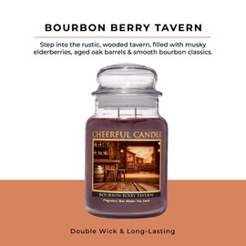 A Cheerful Giver - Bourbon Berry Tavern - 24oz Large Scented Candle Jar with Lid - Cheerful Candle - 135 Hours of Burn Time, Christmas Gift for Women, Red