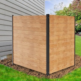DoCred Air Conditioner Fence, 2-Panel Pool Equipment Enclosure, 48" W x 48" H Privacy Screens Fence Panels with Metal Stakes, Wood Trash Can Fence Privacy Fence Panel for Outside