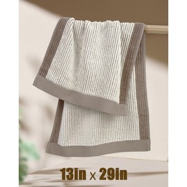Cleanbear Hand Towels for Bathroom Set of 4, Jacquard Weaved Cotton Face Towels, 28 x 13.7 Inches (Light-Brown)